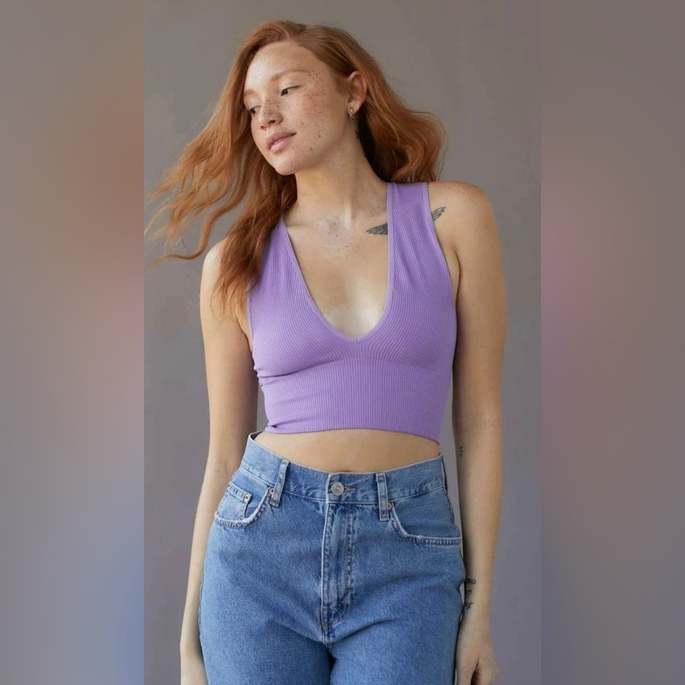 Out From Under Hailey Seamless Plunge Bra Top Purple